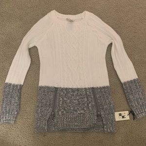 Max Studio Size 8 Colorblock Zip Crewneck Sweater